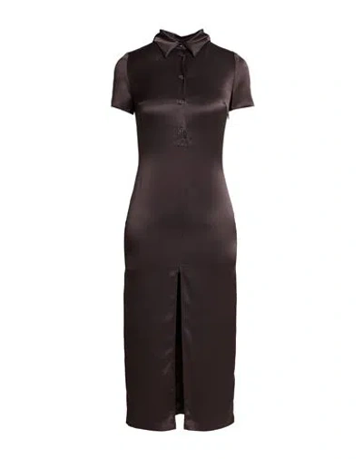 Pinko Woman Midi Dress Dark Brown Size 0 Acetate, Polyester