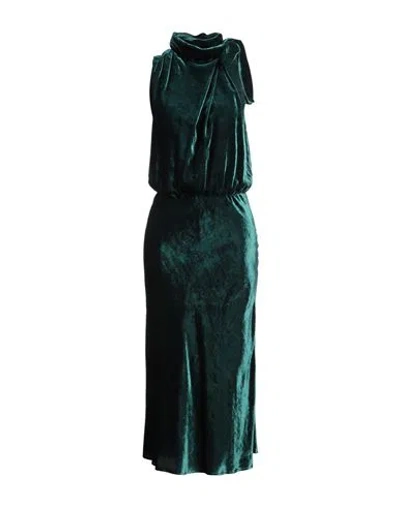 Pinko Woman Midi Dress Emerald Green Size 8 Viscose, Nylon