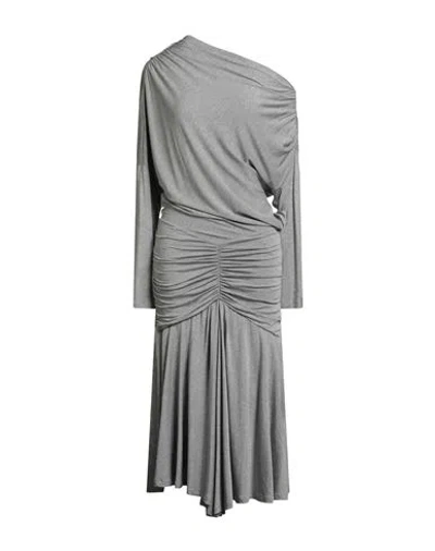 Pinko Woman Midi Dress Grey Size L Modal, Elastane In Gray