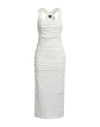 Pinko Woman Midi Dress Ivory Size 4 Linen, Viscose, Elastane In White