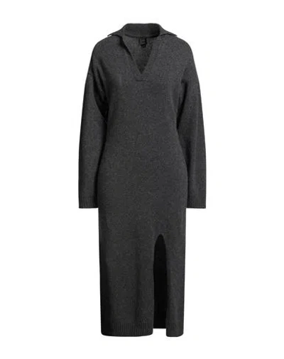 Pinko Woman Midi Dress Lead Size L Wool, Cashmere In Gray