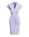 Pinko Woman Midi Dress Lilac Size 10 Linen, Viscose, Elastane In Multi