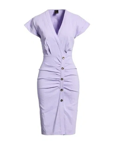 Pinko Woman Midi Dress Lilac Size 10 Linen, Viscose, Elastane In Multi
