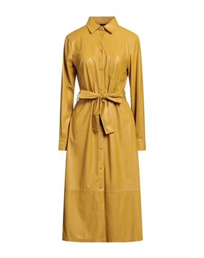 Pinko Woman Midi Dress Marigold Size 4 Polyester, Polyurethane In Yellow