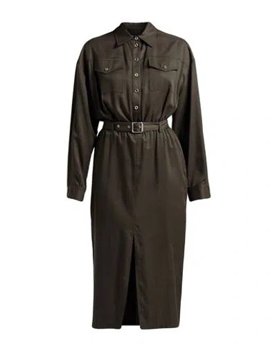 Pinko Woman Midi Dress Military Green Size 10 Lyocell