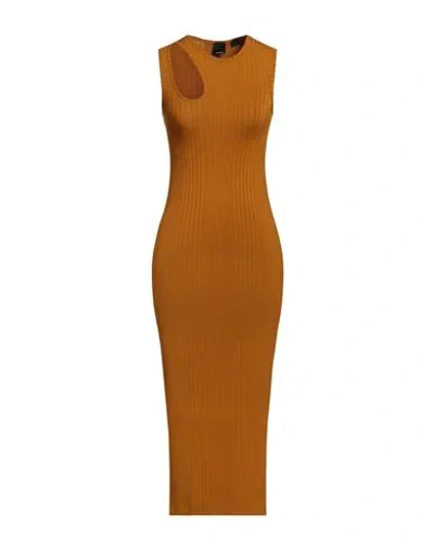 Pinko Woman Midi Dress Mustard Size Xs Viscose, Elastane In Yellow