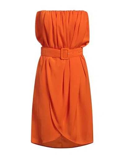 Pinko Woman Midi Dress Orange Size 10 Polyester