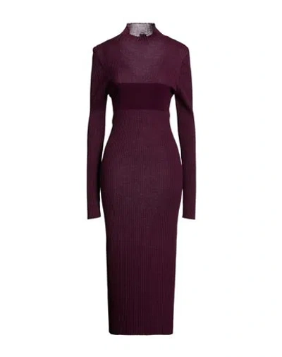 Pinko Woman Midi Dress Plum Size L Acrylic, Wool, Viscose, Polyester In Purple