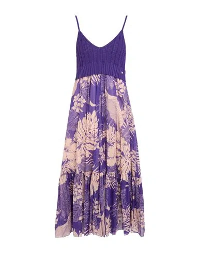 Pinko Woman Midi Dress Purple Size M Cotton