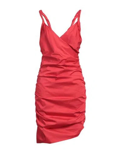 Pinko Woman Midi Dress Red Size 4 Cotton, Elastane