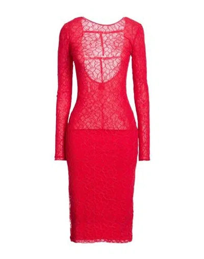 Pinko Woman Midi Dress Red Size L Nylon, Elastane