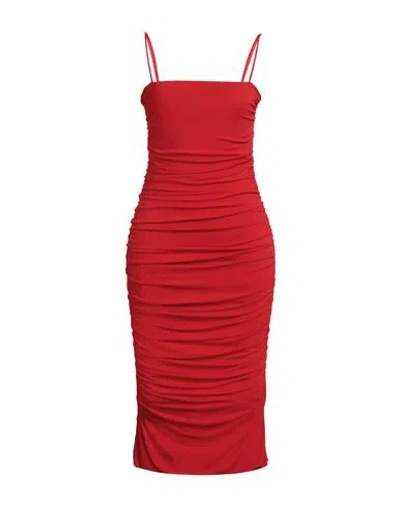 Pinko Woman Midi Dress Red Size L Viscose, Elastane