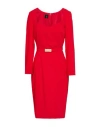 Pinko Woman Midi Dress Tomato Red Size 6 Polyester, Elastane