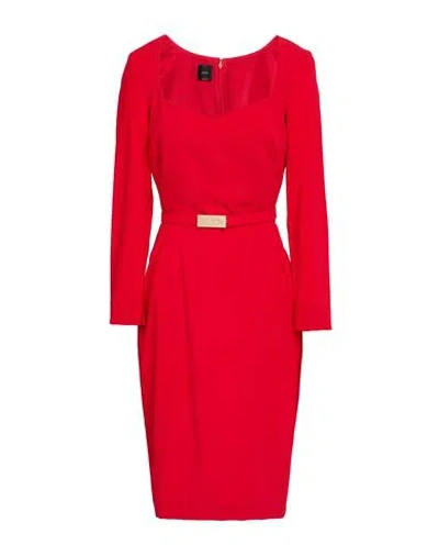 Pinko Woman Midi Dress Tomato Red Size 6 Polyester, Elastane