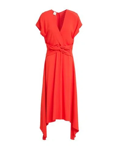 Pinko Woman Midi Dress Tomato Red Size 8 Viscose