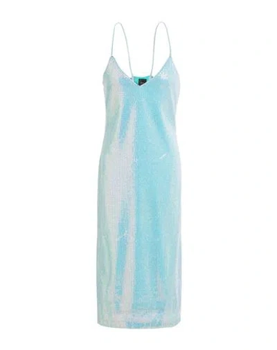 Pinko Woman Midi Dress Turquoise Size 10 Polyester In Blue
