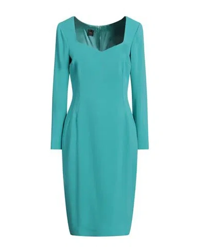 Pinko Woman Midi Dress Turquoise Size 8 Polyester, Elastane In Blue
