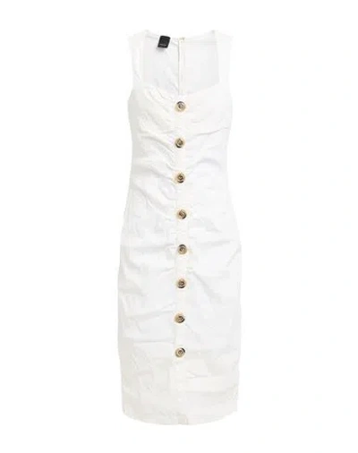 Pinko Woman Midi Dress White Size 10 Linen, Viscose, Elastane