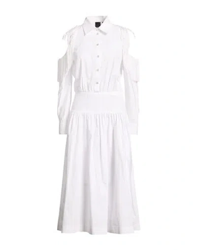 Pinko Woman Midi Dress White Size 4 Cotton