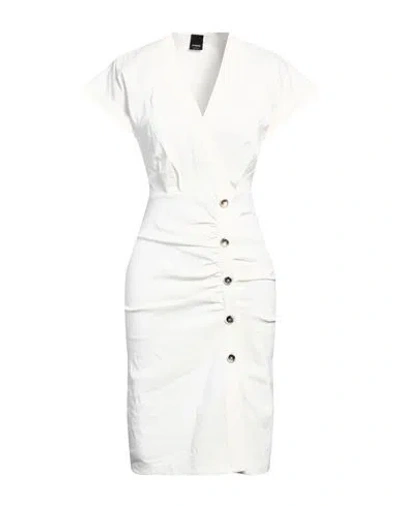 Pinko Woman Midi Dress White Size 8 Linen, Viscose, Elastane
