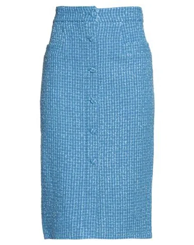 Pinko Woman Midi Skirt Azure Size 2 Cotton, Acrylic, Polyamide In Blue