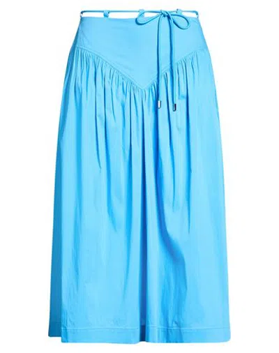 Pinko Woman Midi Skirt Azure Size 6 Cotton, Polyamide, Elastane, Polyester In Blue