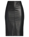 Pinko Woman Midi Skirt Black Size 8 Lambskin, Viscose, Polyamide, Elastane In Black