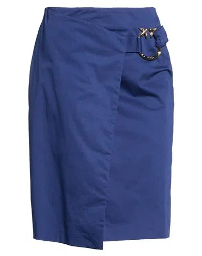 Pinko Woman Midi Skirt Blue Size 2 Cotton, Elastane