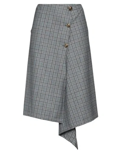 Pinko Woman Midi Skirt Grey Size 2 Polyester, Wool, Elastane