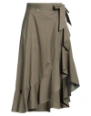 Pinko Woman Midi Skirt Military Green Size 8 Cotton