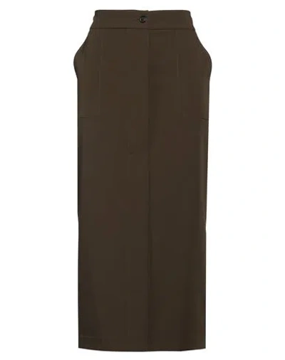 PINKO PINKO WOMAN MIDI SKIRT MILITARY GREEN SIZE 8 POLYESTER, VISCOSE, ELASTANE