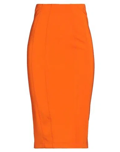 Pinko Woman Midi Skirt Orange Size 4 Polyamide, Viscose, Elastane