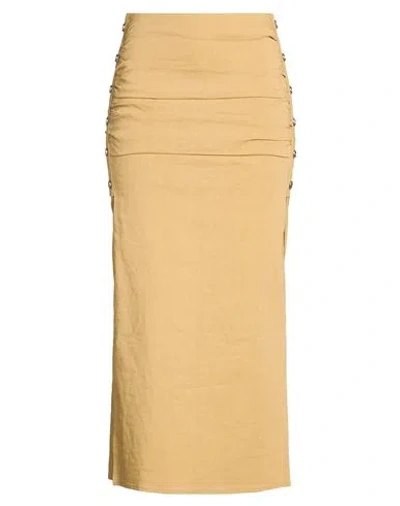 Pinko Woman Midi Skirt Sand Size 4 Linen, Viscose, Elastane In Neutral