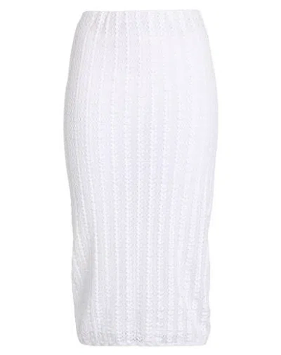 Pinko Woman Midi Skirt White Size M Cotton, Polyamide, Elastane