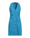 Pinko Woman Mini Dress Azure Size 6 Linen, Viscose, Elastane In Blue