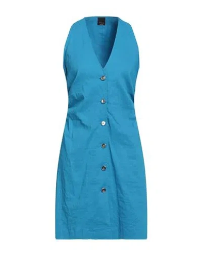 Pinko Woman Mini Dress Azure Size 8 Linen, Viscose, Elastane In Blue