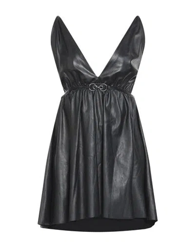 Pinko Woman Mini Dress Black Size 10 Polyester, Aluminum, Polyurethane Coated