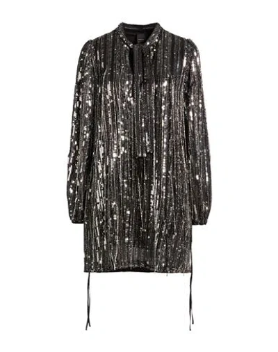 Pinko Woman Mini Dress Black Size 4 Polyester, Glass In Brown
