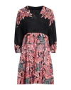 Pinko Puff Sleeve Floral Print Tiered Dress In Black