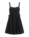 Pinko Poplin Cotton Amazonia Flared Dress With Lace-up Details In Black
