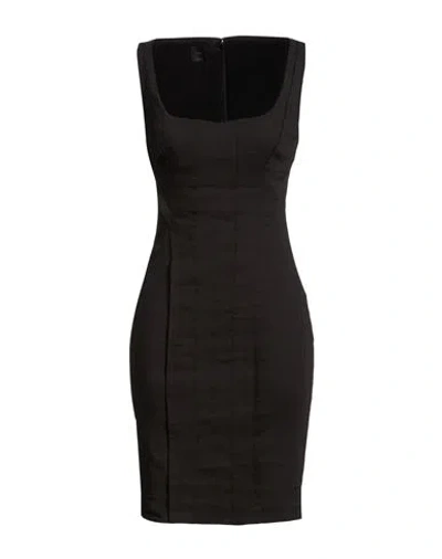 Pinko Woman Mini Dress Black Size 6 Linen, Viscose, Elastane