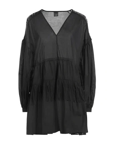 Pinko Fringed Flared Mini Dress In Black