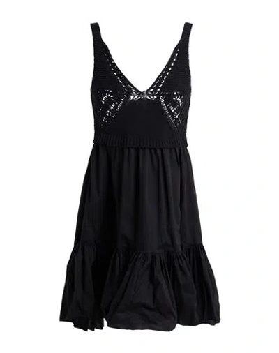 Pinko Woman Mini Dress Black Size L Cotton, Polyester, Viscose