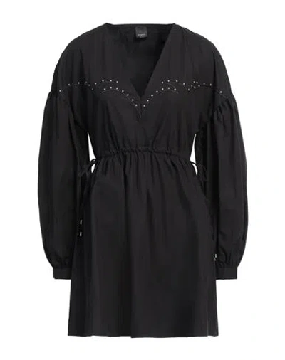 Pinko Woman Mini Dress Black Size M Cotton, Brass