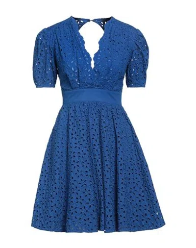 Pinko Woman Mini Dress Bright Blue Size 2 Cotton, Polyester In Blue