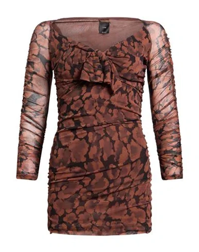 Pinko Woman Mini Dress Brown Size L Polyamide In Multi