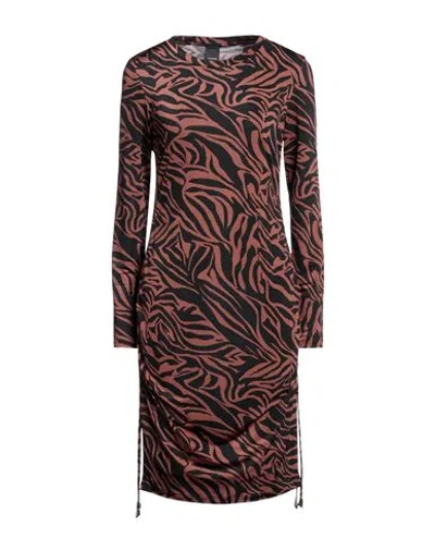 Pinko Woman Mini Dress Brown Size L Polyester, Elastane