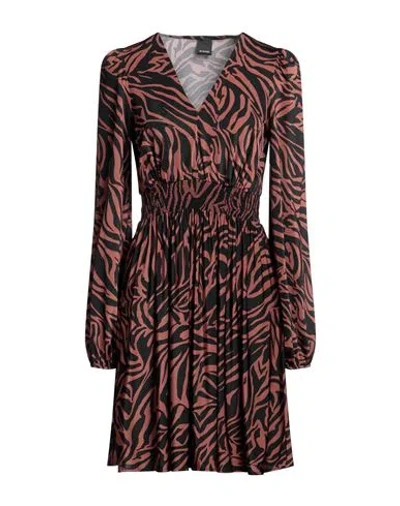 Pinko Woman Mini Dress Brown Size L Polyester, Elastane