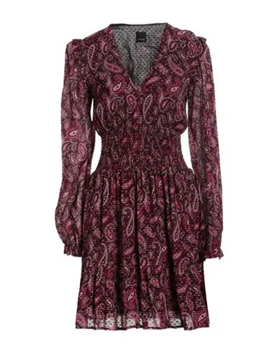 Pinko Woman Mini Dress Burgundy Size 10 Viscose, Cotton, Metallic Fiber In Red