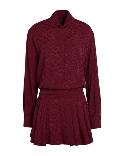 Pinko Woman Mini Dress Burgundy Size 4 Acetate, Silk